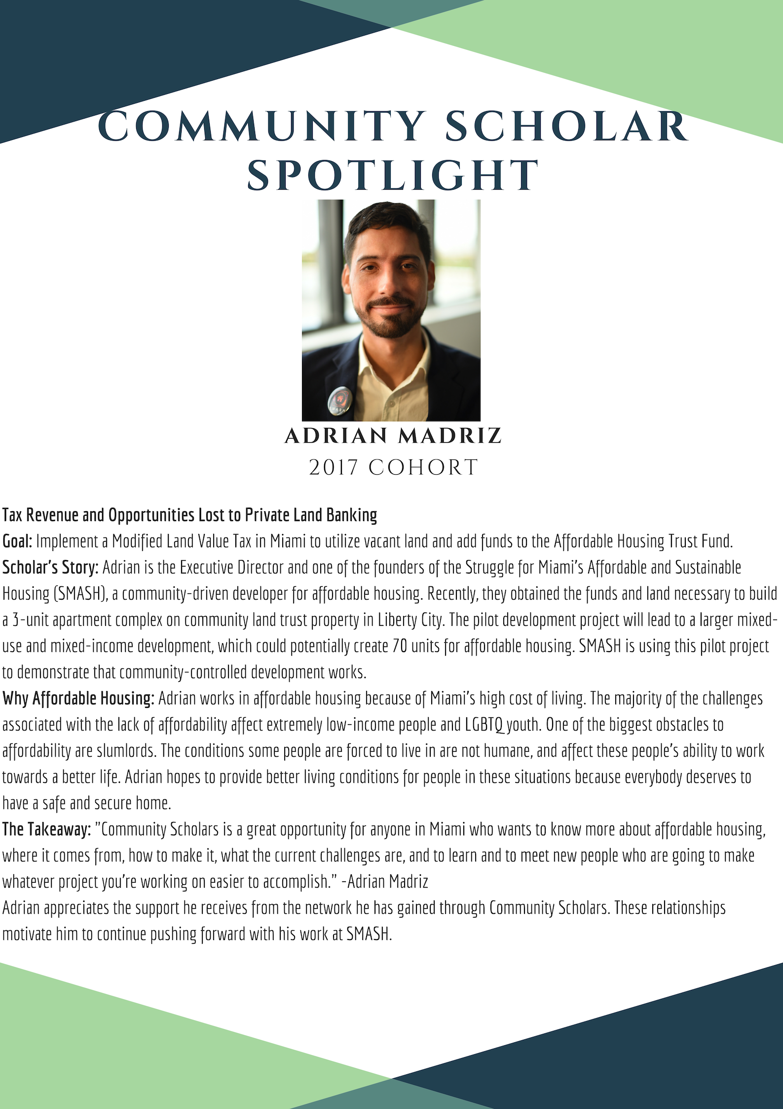 Adrian Madriz Community Scholar Spotlight